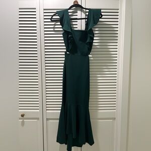 Petal & Pup Yvonne Hi Lo Midi Dress Dark Green Backless Dress